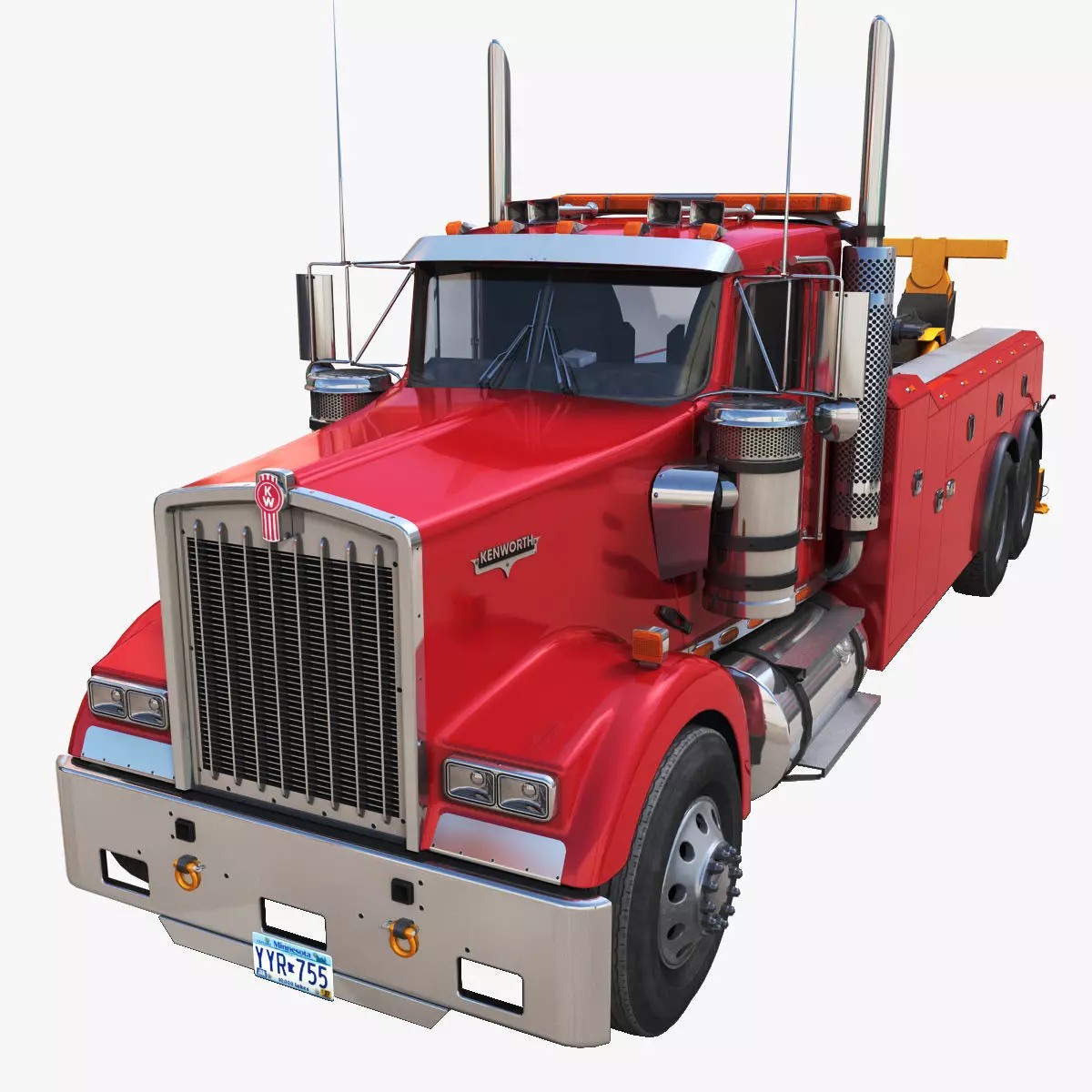 Kenworth W900 Wrecker - Low-Poly Game-Ready 3D Model - View 2