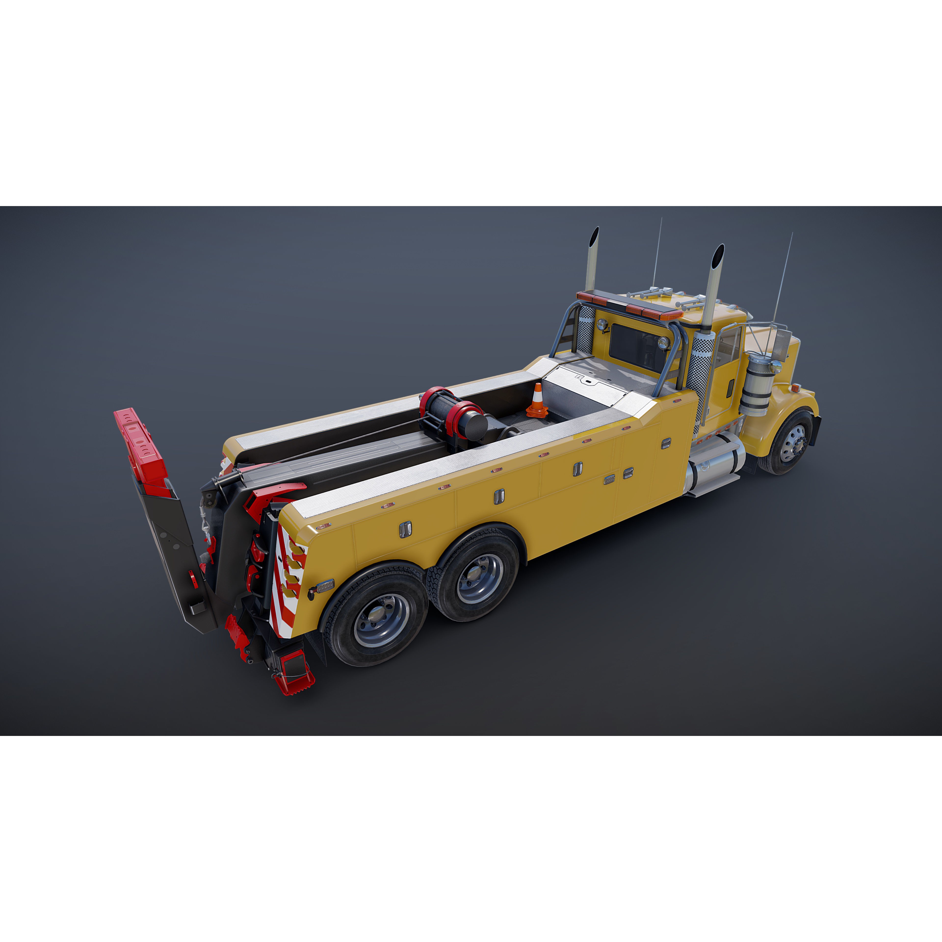 Kenworth W900 Wrecker - Low-Poly Game-Ready 3D Model - View 20