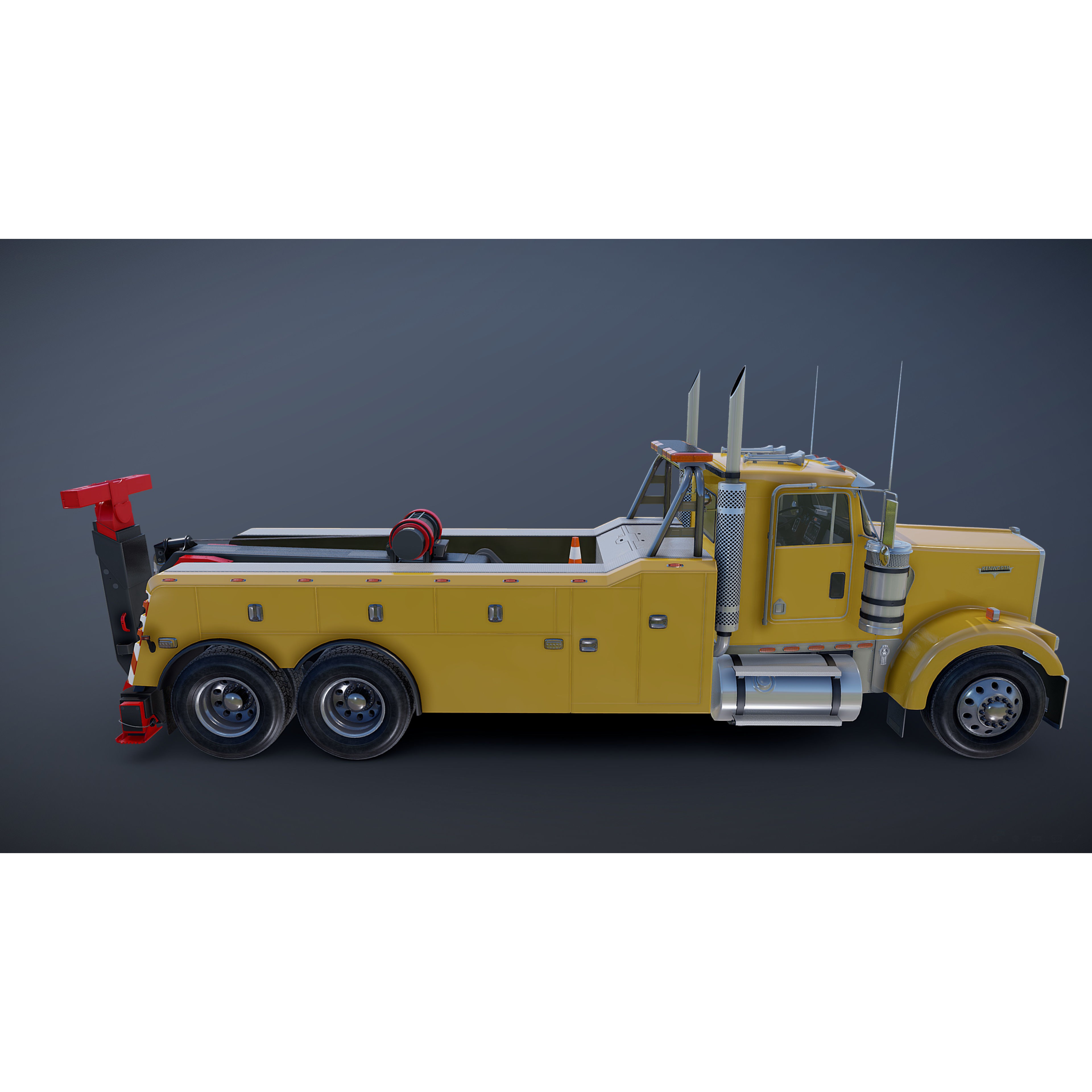 Kenworth W900 Wrecker - Low-Poly Game-Ready 3D Model - View 21
