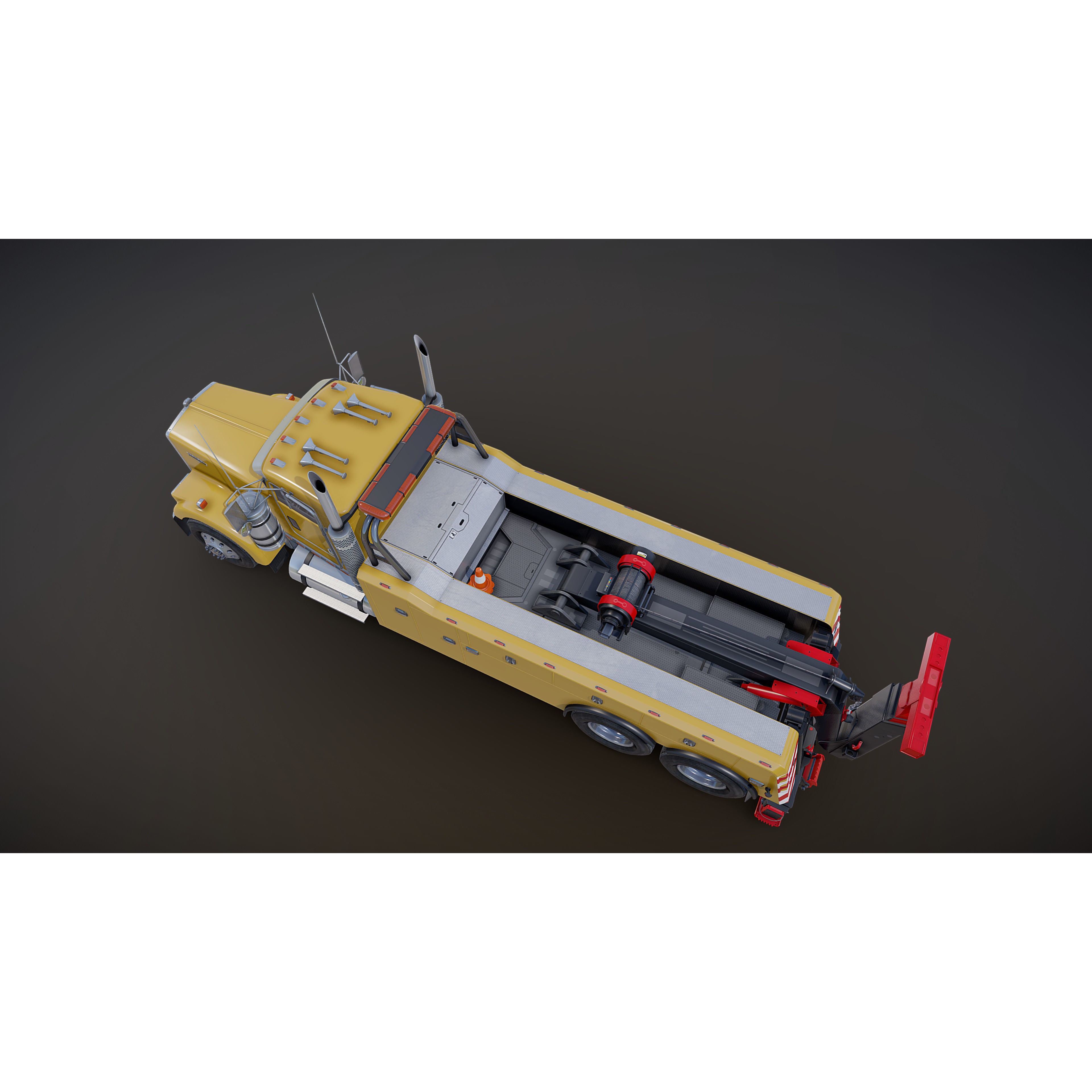 Kenworth W900 Wrecker - Low-Poly Game-Ready 3D Model - View 22