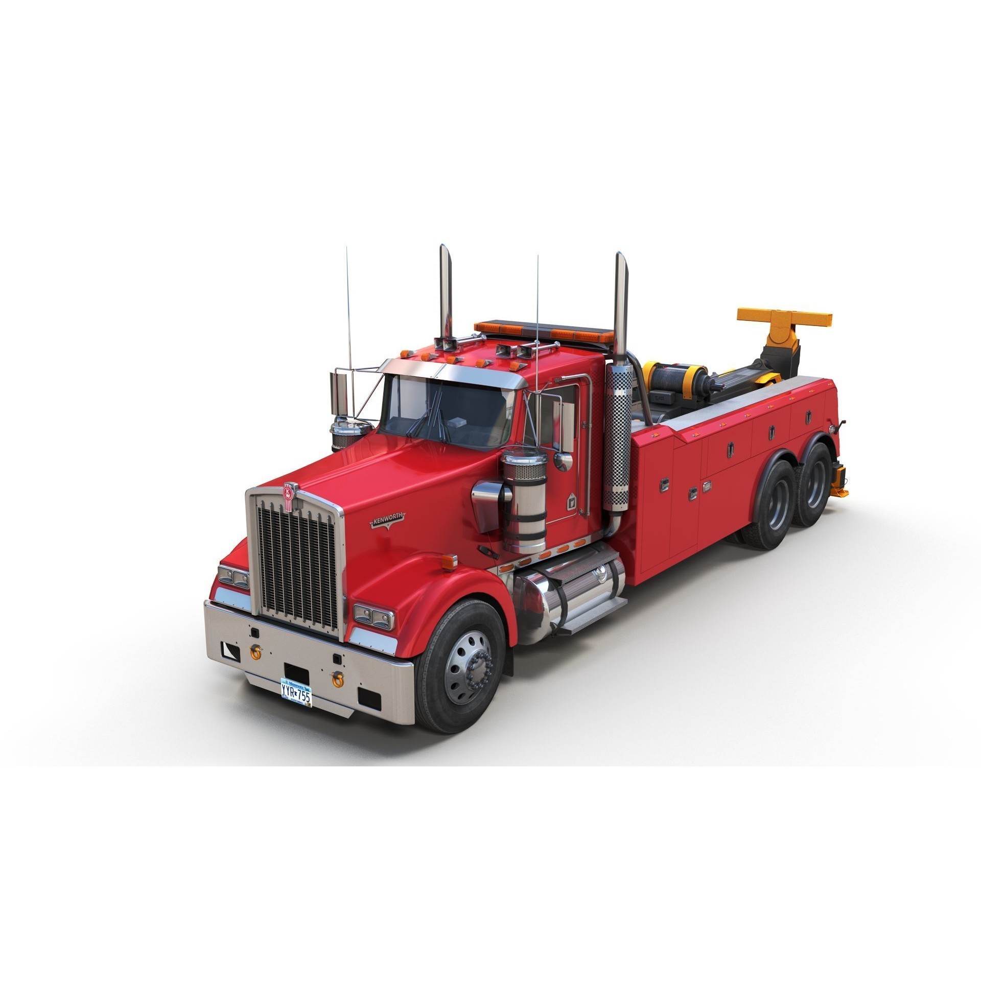 Kenworth W900 Wrecker - Low-Poly Game-Ready 3D Model - View 3