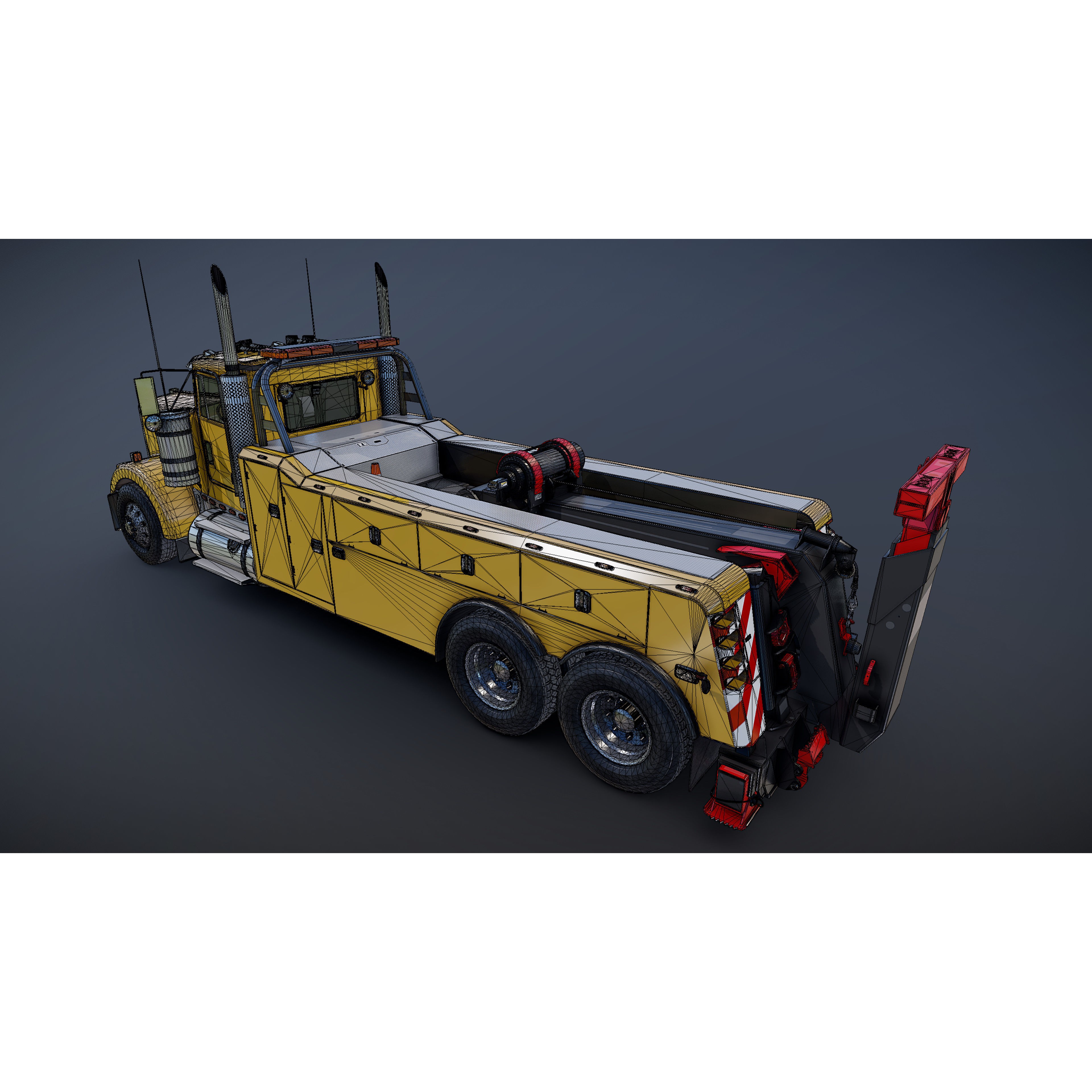 Kenworth W900 Wrecker - Low-Poly Game-Ready 3D Model - View 33