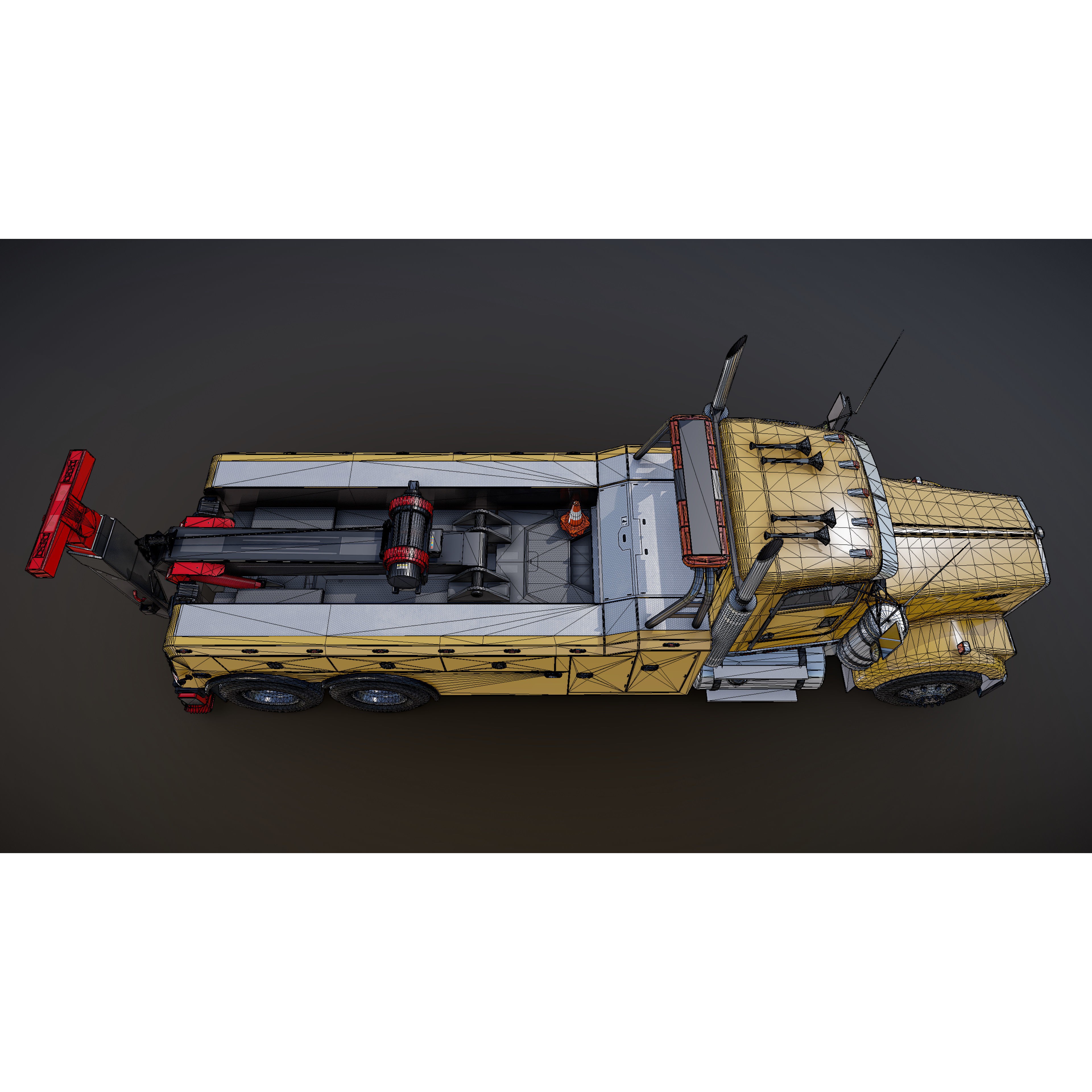 Kenworth W900 Wrecker - Low-Poly Game-Ready 3D Model - View 35