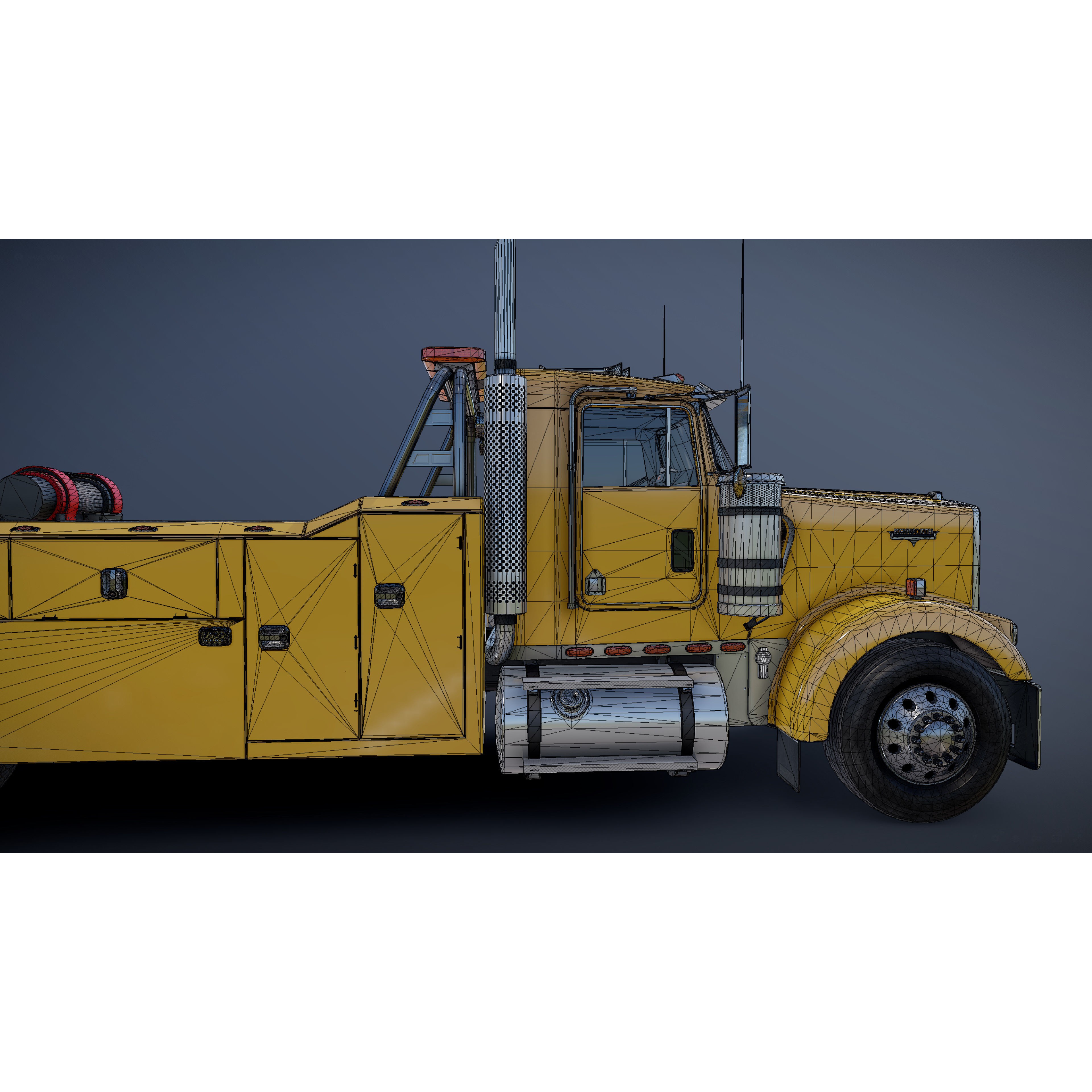 Kenworth W900 Wrecker - Low-Poly Game-Ready 3D Model - View 36