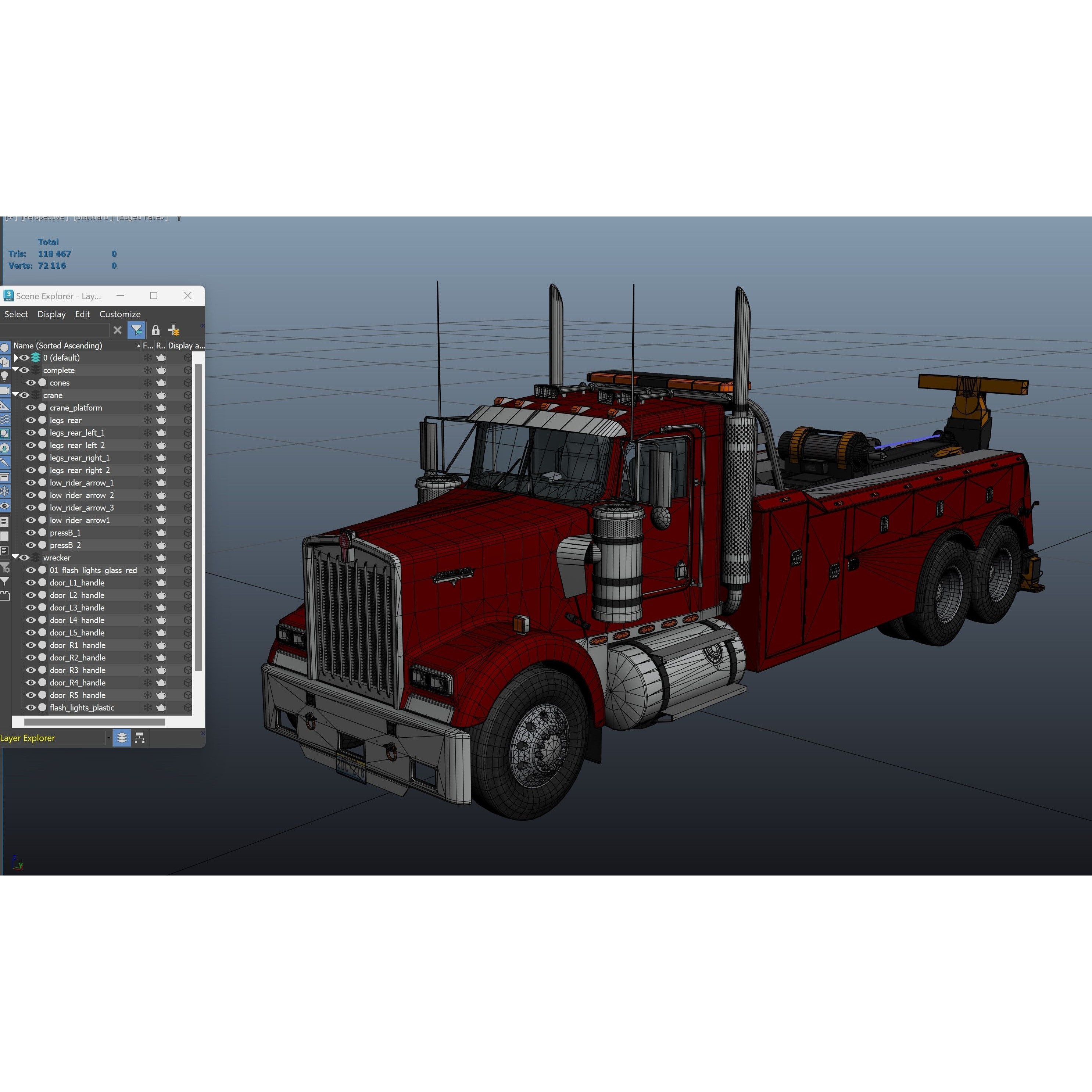 Kenworth W900 Wrecker - Low-Poly Game-Ready 3D Model - View 40