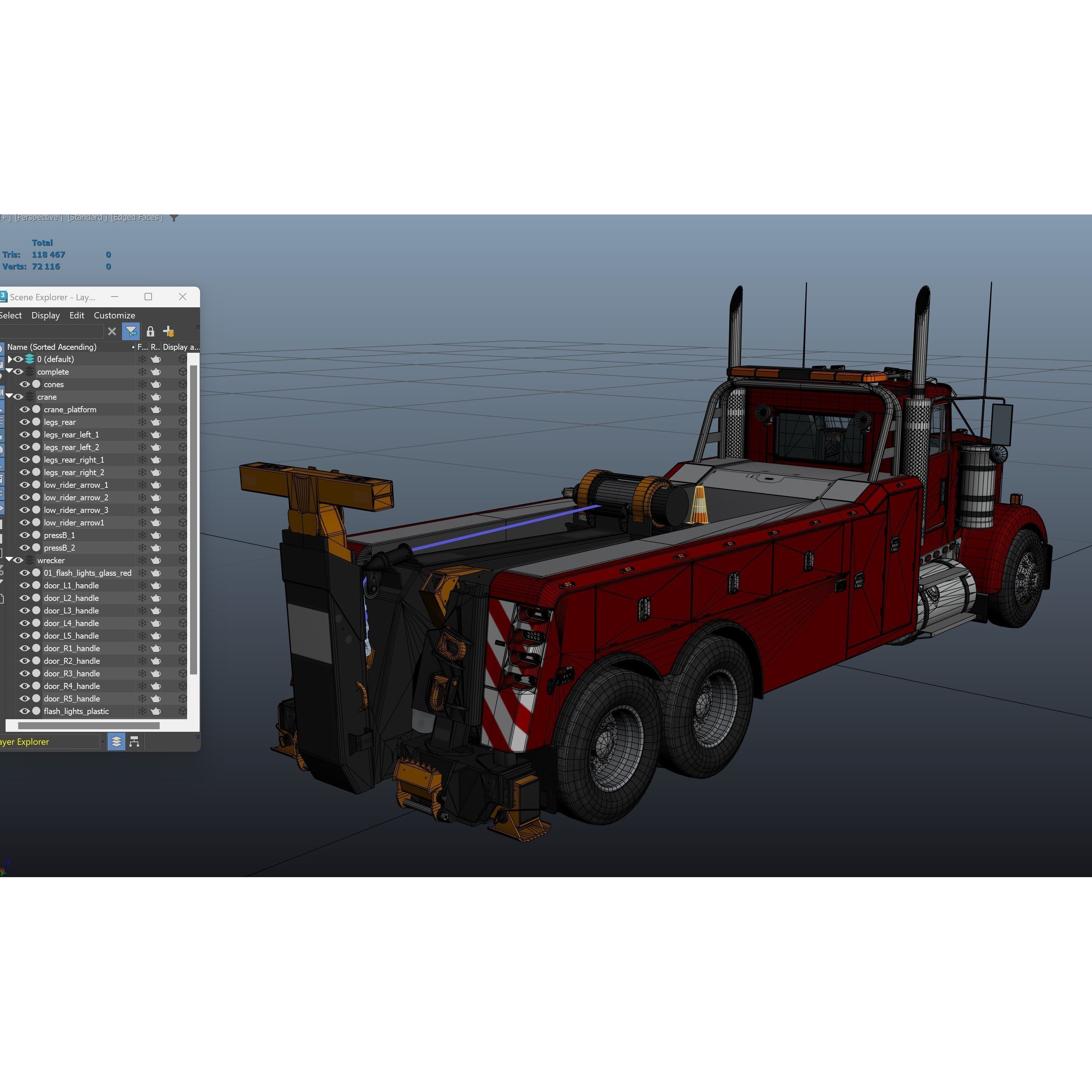 Kenworth W900 Wrecker - Low-Poly Game-Ready 3D Model - View 41