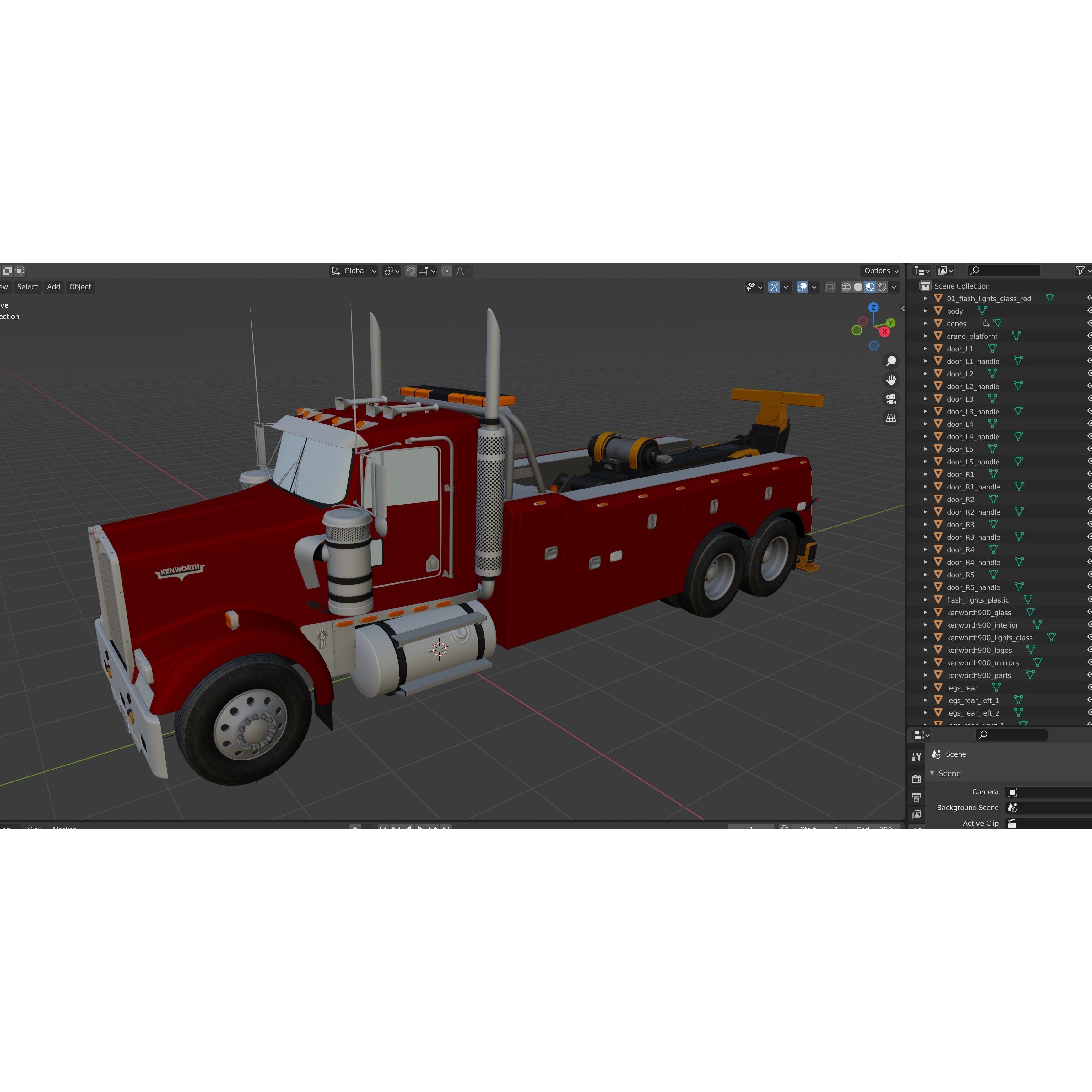 Kenworth W900 Wrecker - Low-Poly Game-Ready 3D Model - View 43