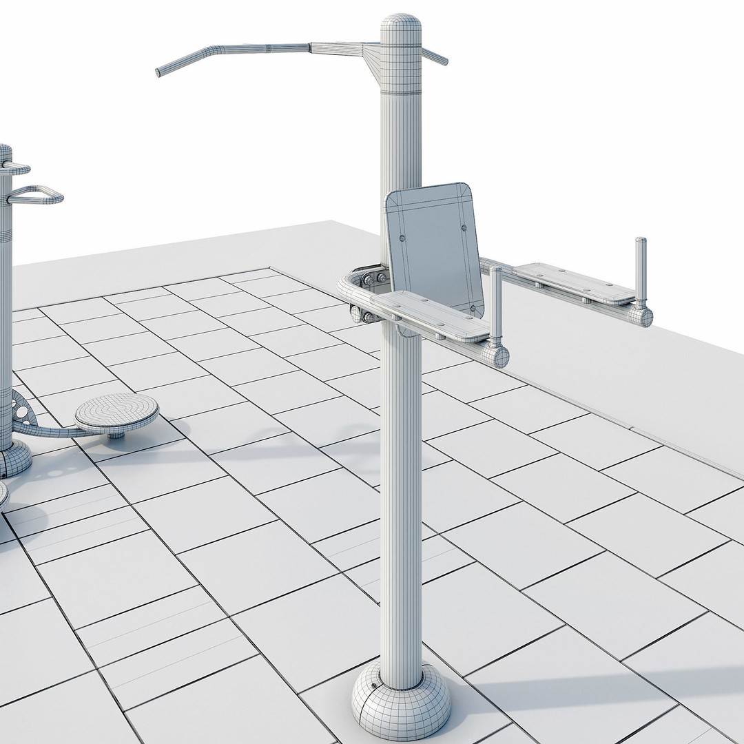 Sports Ground 3D Model – Photoreal Outdoor Exercise Trainers, FBX