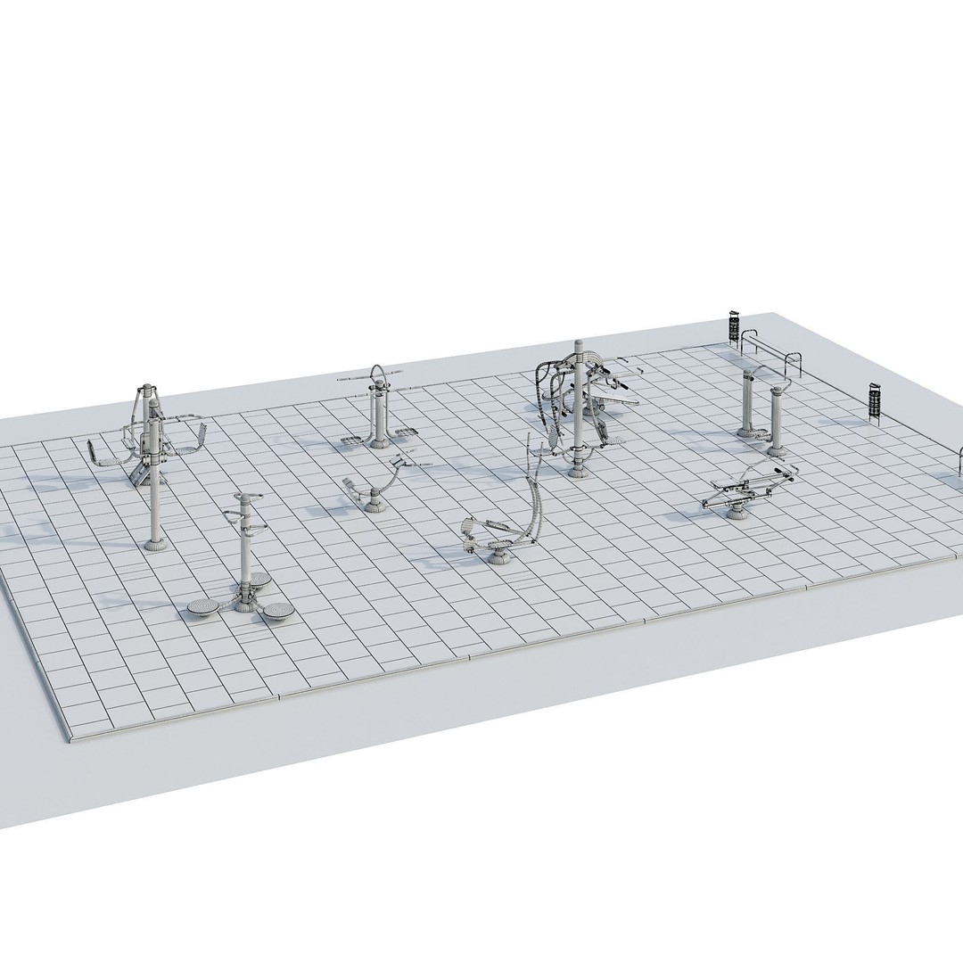 Sports Ground 3D Model – Photoreal Outdoor Exercise Trainers, FBX - View 15