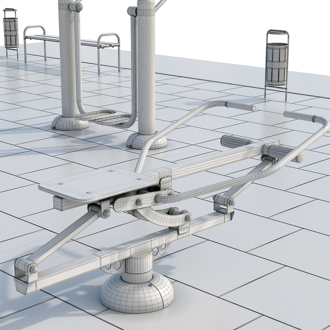 Sports Ground 3D Model – Photoreal Outdoor Exercise Trainers, FBX - View 17