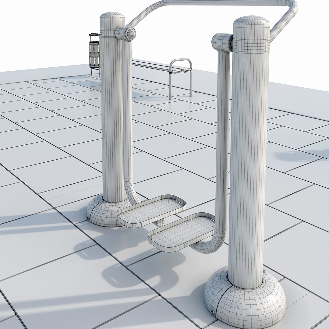 Sports Ground 3D Model – Photoreal Outdoor Exercise Trainers, FBX - View 18
