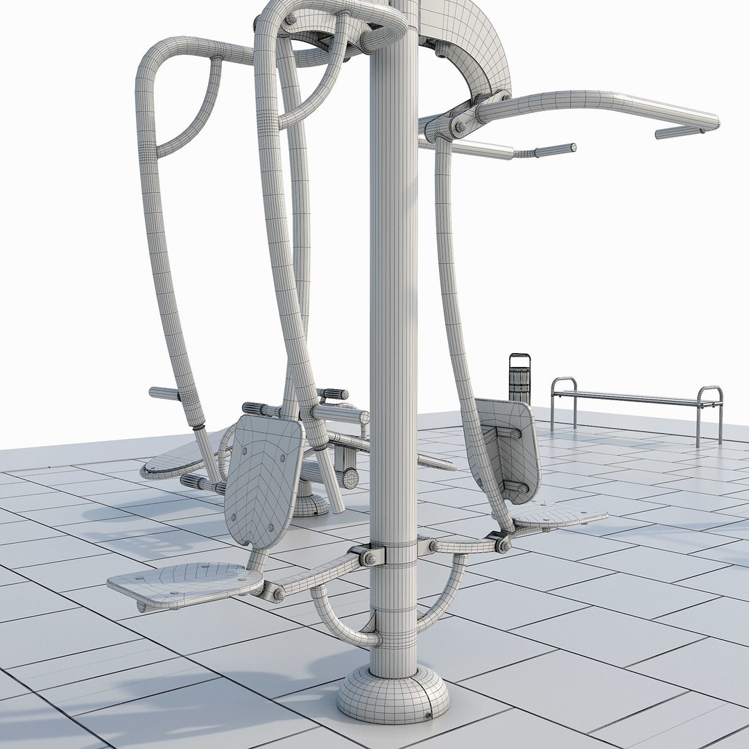 Sports Ground 3D Model – Photoreal Outdoor Exercise Trainers, FBX - View 19