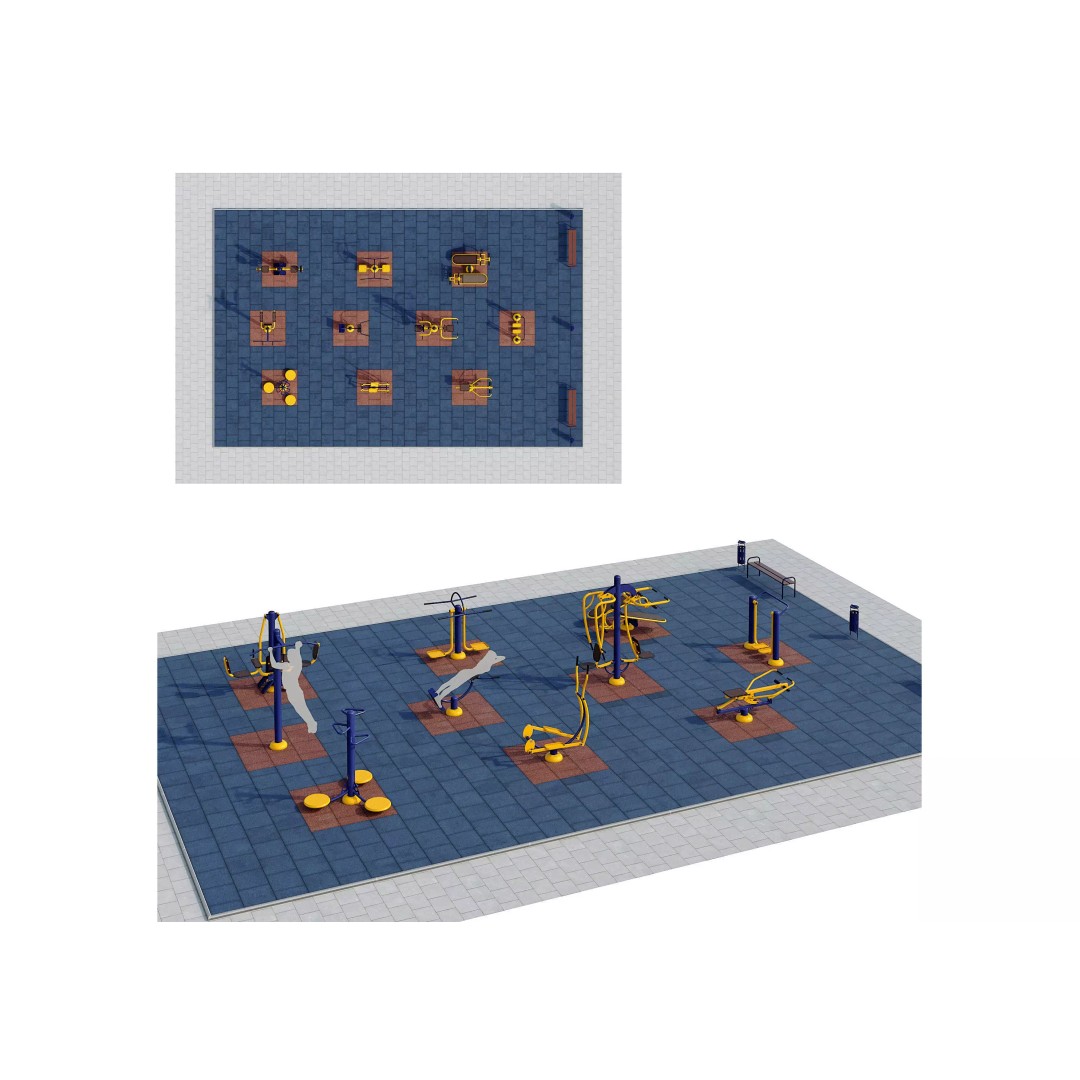 Sports Ground 3D Model – Photoreal Outdoor Exercise Trainers, FBX - View 2