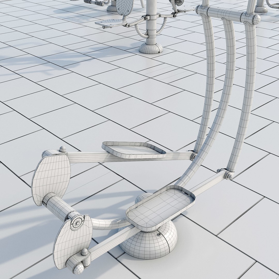 Sports Ground 3D Model – Photoreal Outdoor Exercise Trainers, FBX - View 20