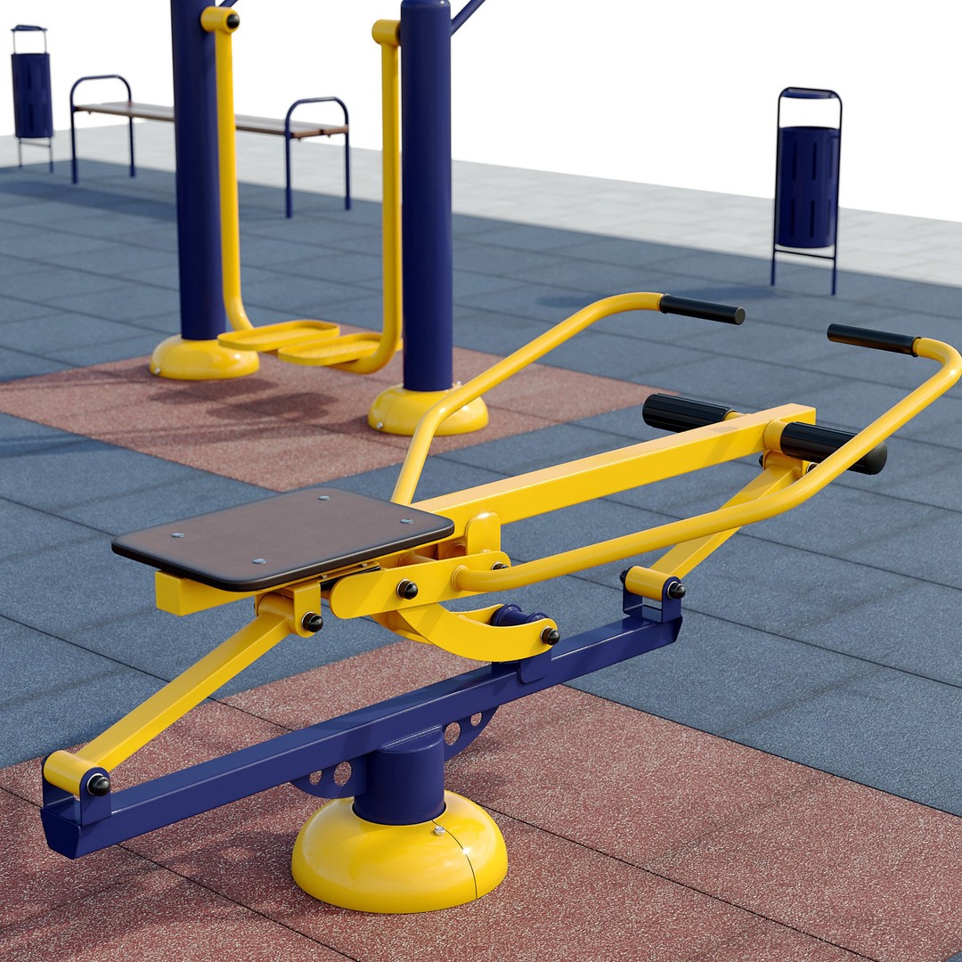 Sports Ground 3D Model – Photoreal Outdoor Exercise Trainers, FBX - View 5