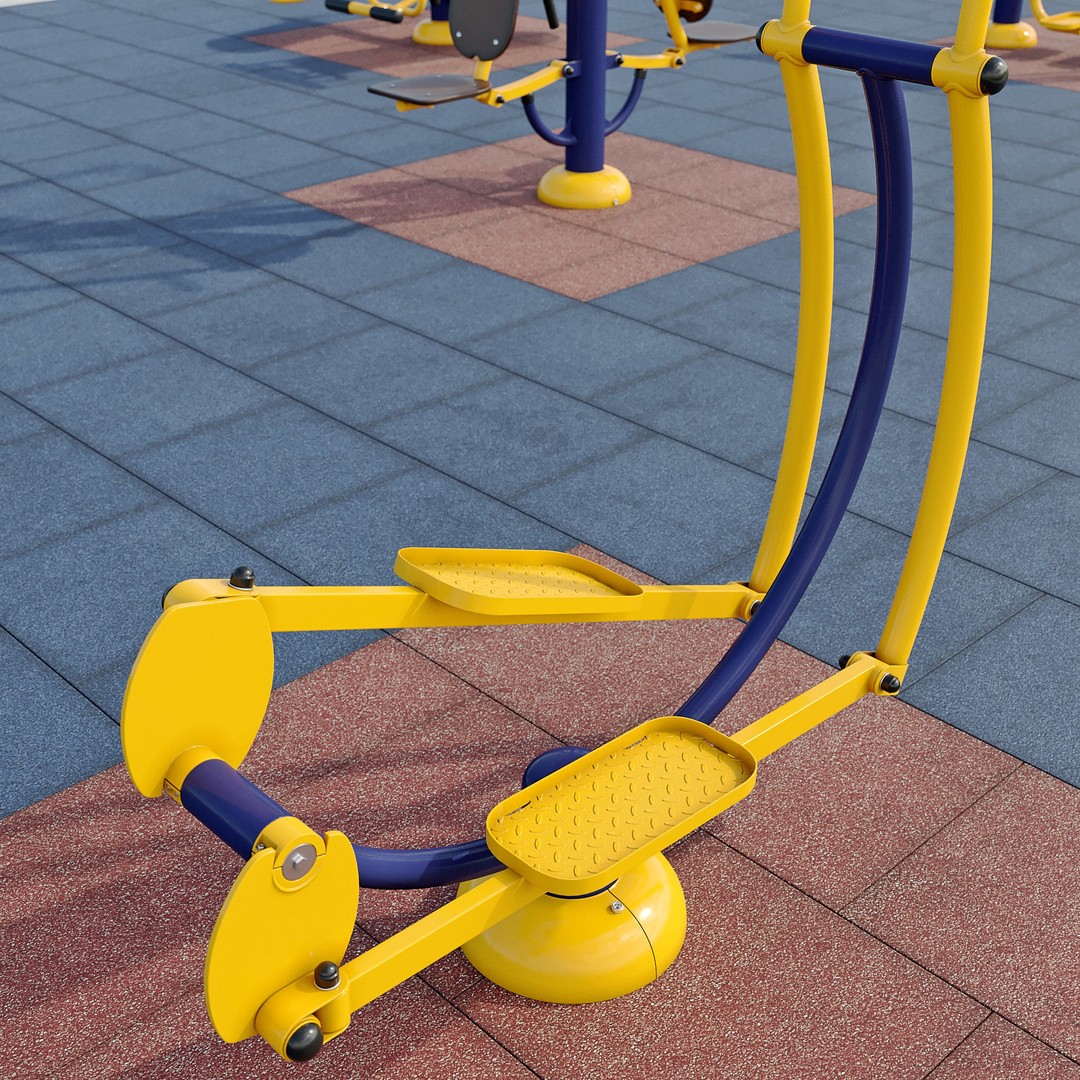 Sports Ground 3D Model – Photoreal Outdoor Exercise Trainers, FBX - View 8