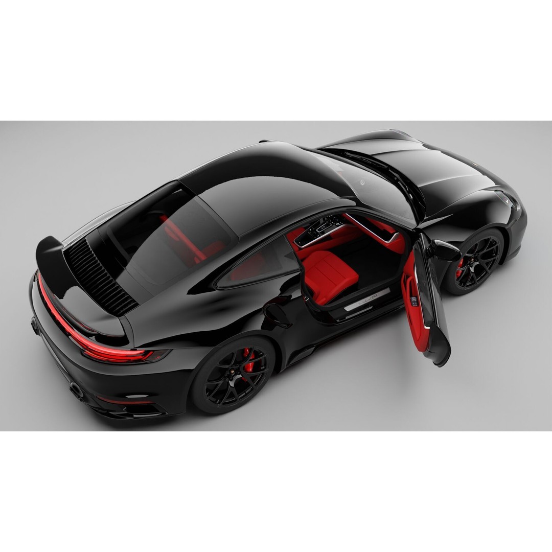 Porsche 911 Turbo S 2022 3D Model – High Poly Rigged Asset, FBX/OBJ - View 3