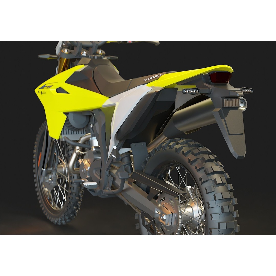 Suzuki DRZ 4S 2025 3D Model – High Poly Motorcycle Base Mesh