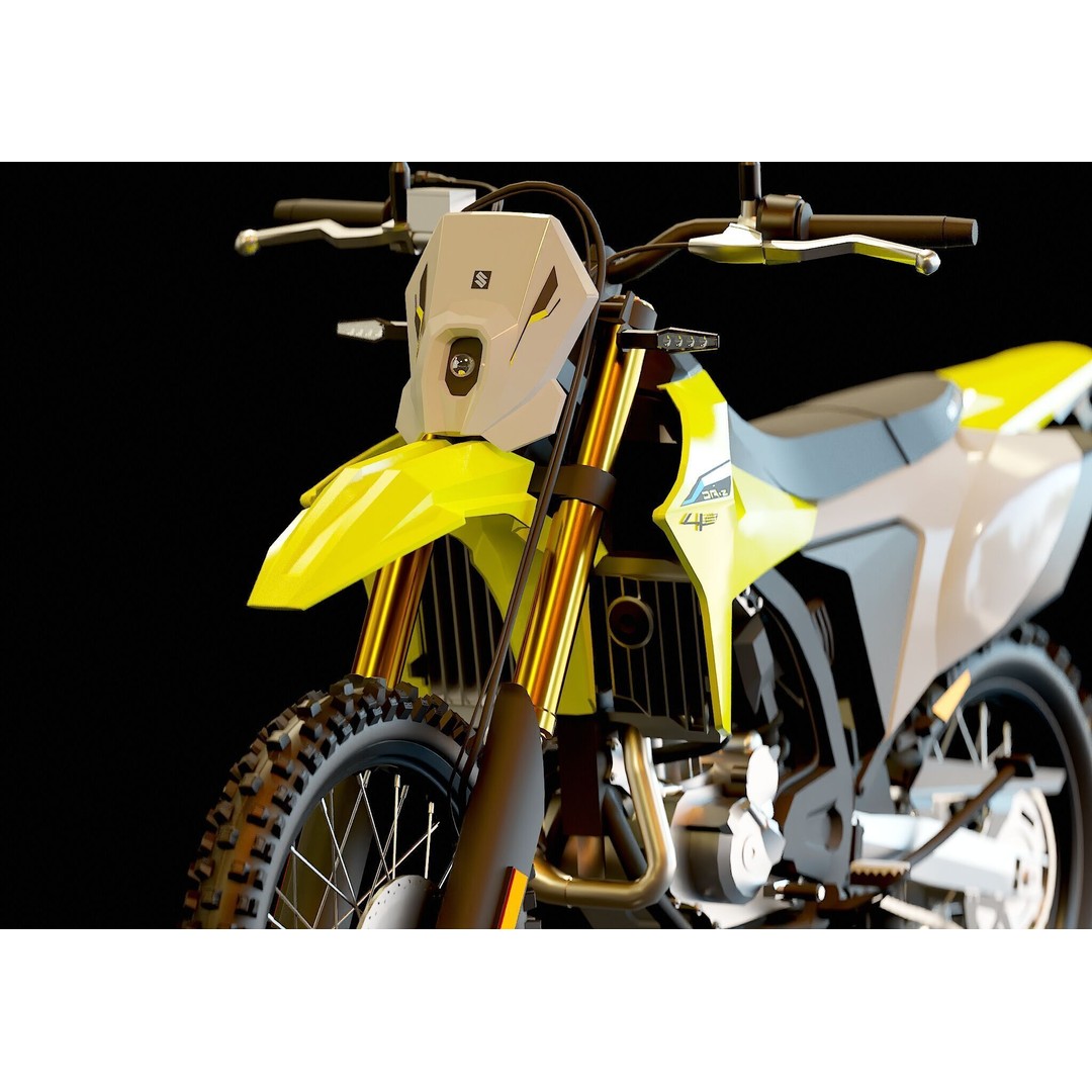 Suzuki DRZ 4S 2025 3D Model – High Poly Motorcycle Base Mesh - View 10