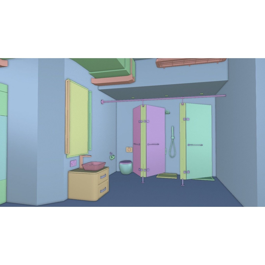 Modern Gym Locker Room 3D Model – Low Poly PBR Interior Asset - View 18