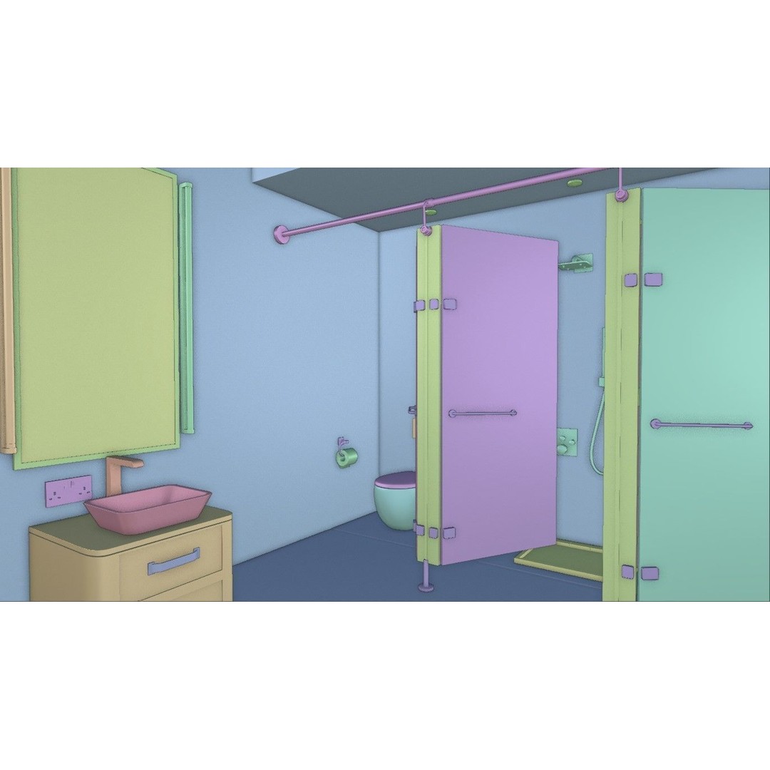 Modern Gym Locker Room 3D Model – Low Poly PBR Interior Asset - View 21