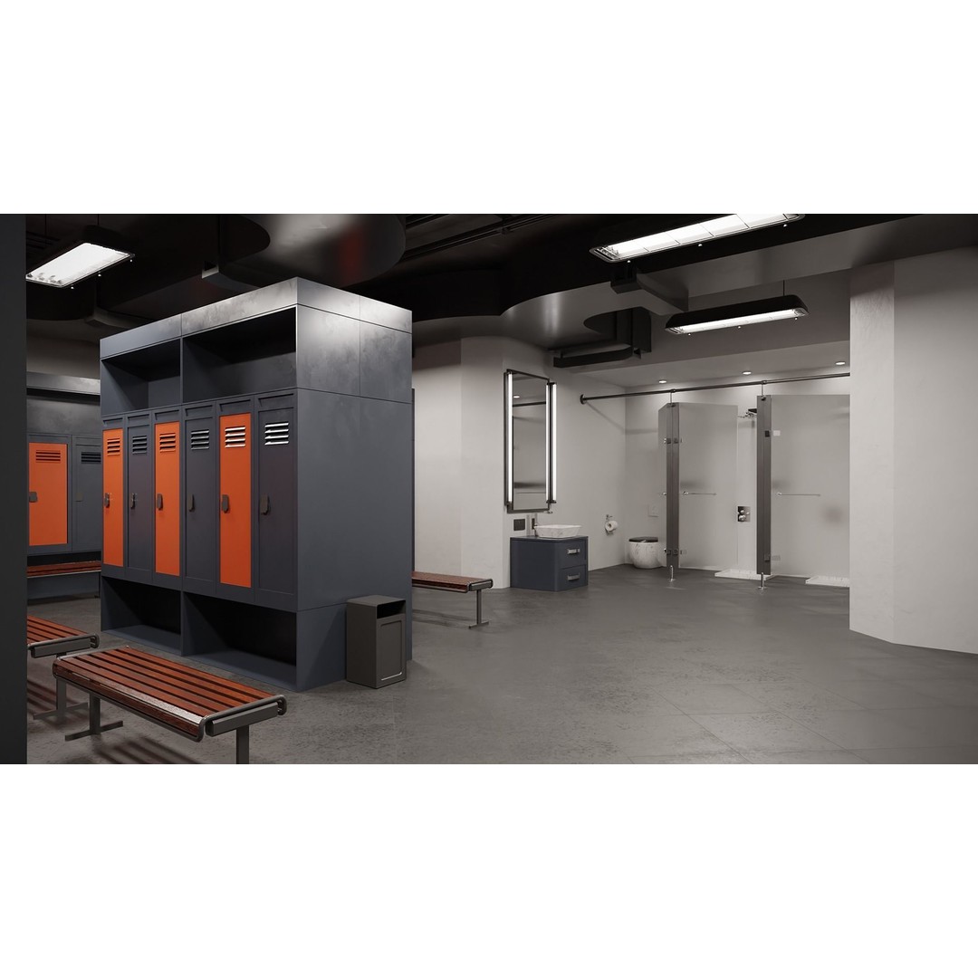 Modern Gym Locker Room 3D Model – Low Poly PBR Interior Asset - View 4