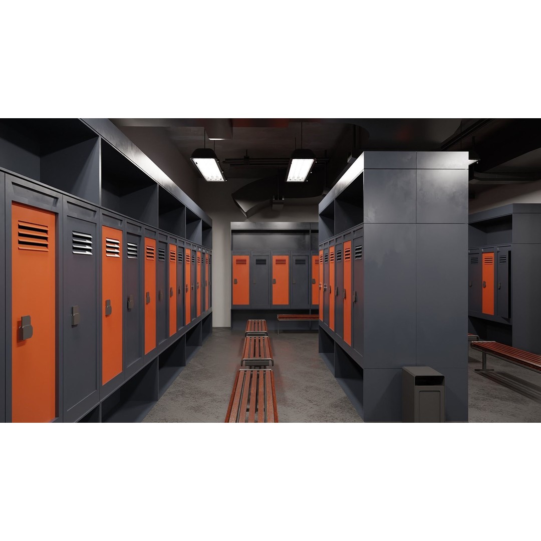 Modern Gym Locker Room 3D Model – Low Poly PBR Interior Asset - View 5