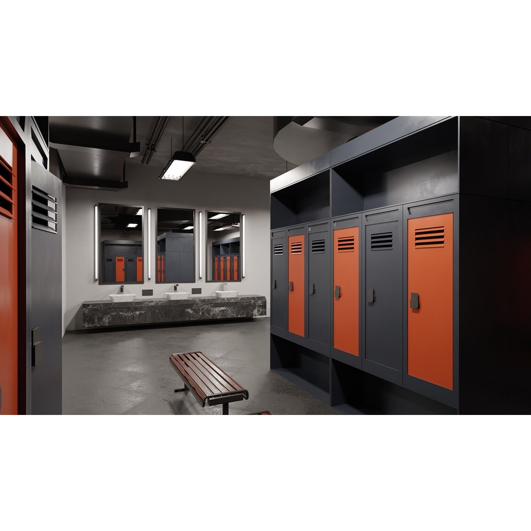 Modern Gym Locker Room 3D Model – Low Poly PBR Interior Asset - View 7