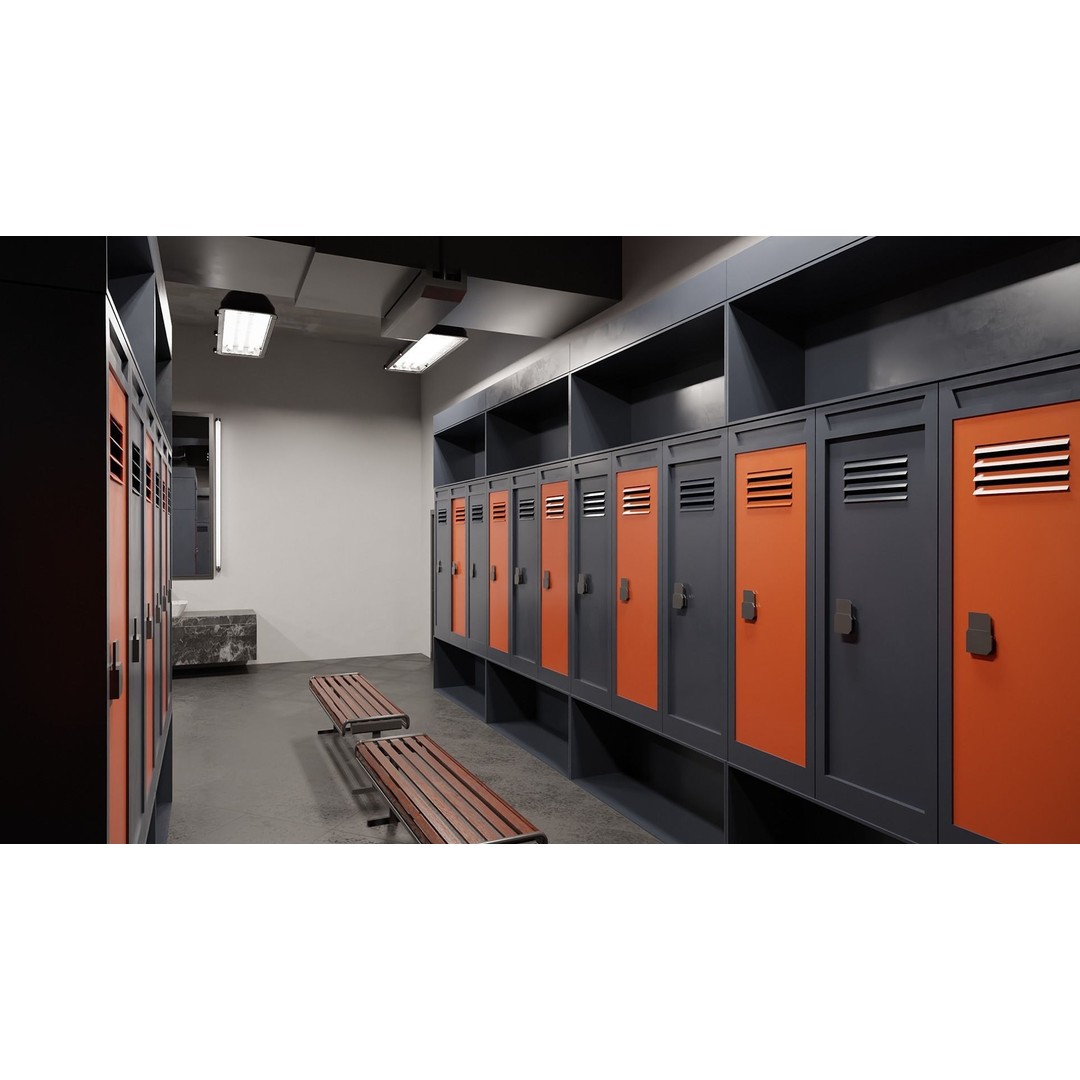 Modern Gym Locker Room 3D Model – Low Poly PBR Interior Asset - View 8