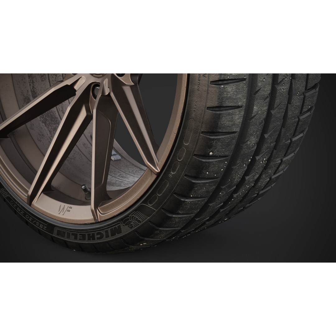 WheelForce CF3-FF R Tire Michelin Pilot Sport 4 3D Model – Low Poly PBR Asset, FBX - View 11