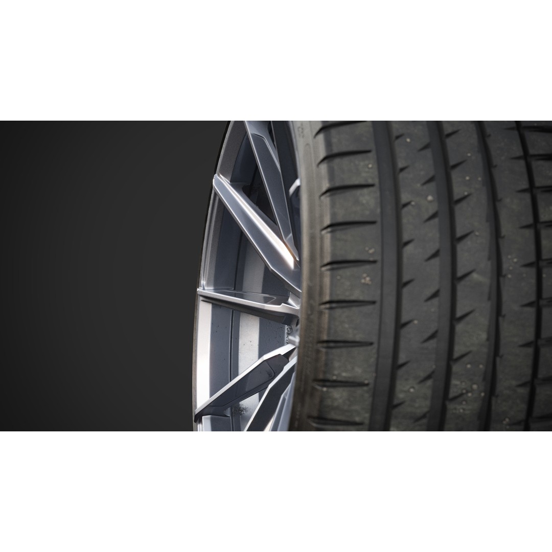 WheelForce CF3-FF R Tire Michelin Pilot Sport 4 3D Model – Low Poly PBR Asset, FBX - View 14