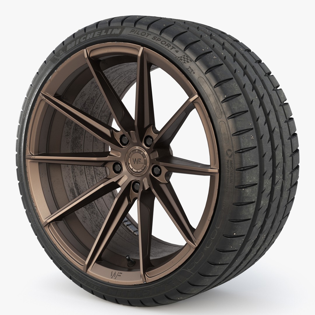 WheelForce CF3-FF R Tire Michelin Pilot Sport 4 3D Model – Low Poly PBR Asset, FBX - View 3