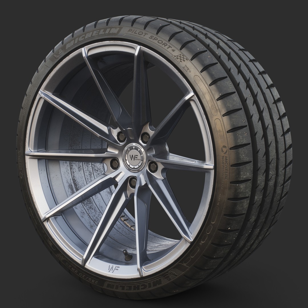 WheelForce CF3-FF R Tire Michelin Pilot Sport 4 3D Model – Low Poly PBR Asset, FBX - View 5