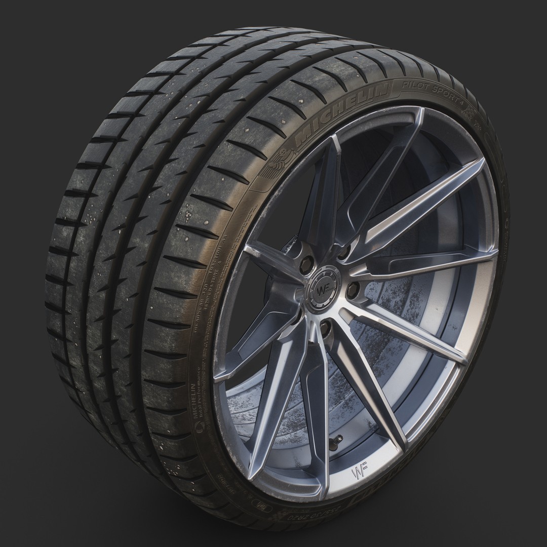 WheelForce CF3-FF R Tire Michelin Pilot Sport 4 3D Model – Low Poly PBR Asset, FBX - View 6