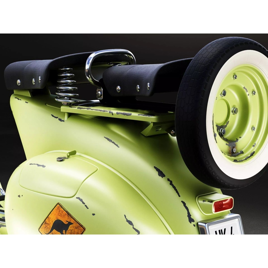 1946 Vespa Faro Basso 3D Model – Rust Style, High Poly, PBR Textures - View 11