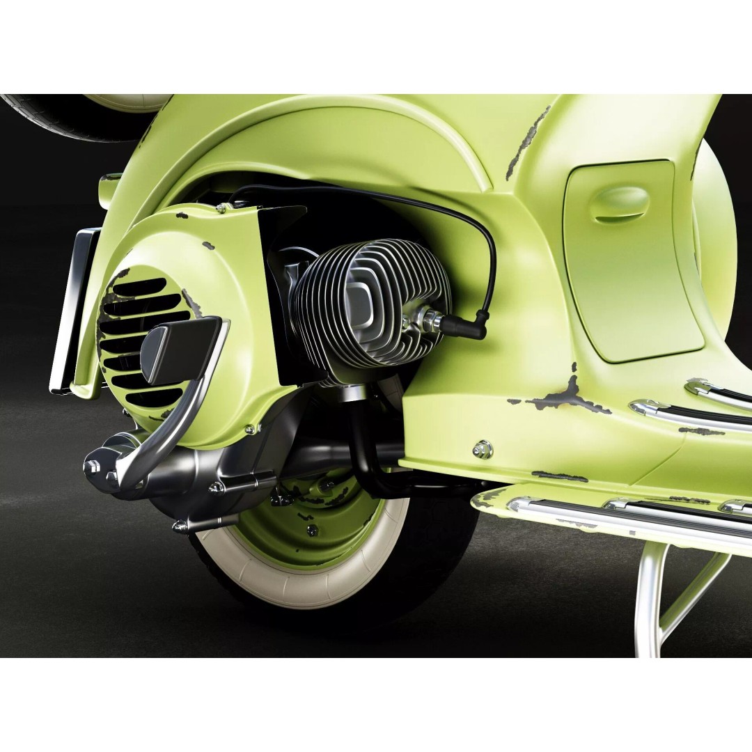 1946 Vespa Faro Basso 3D Model – Rust Style, High Poly, PBR Textures - View 14