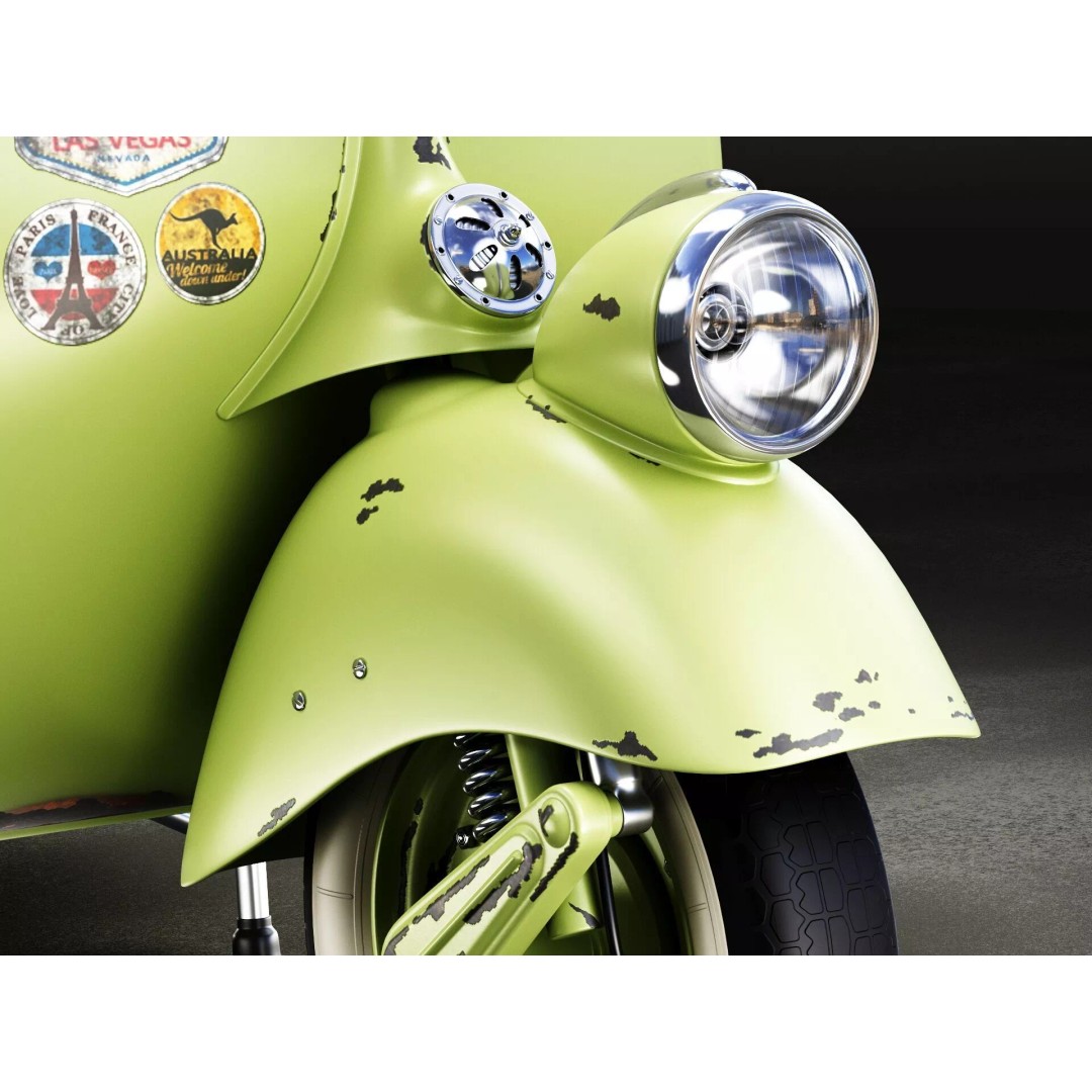 1946 Vespa Faro Basso 3D Model – Rust Style, High Poly, PBR Textures - View 15