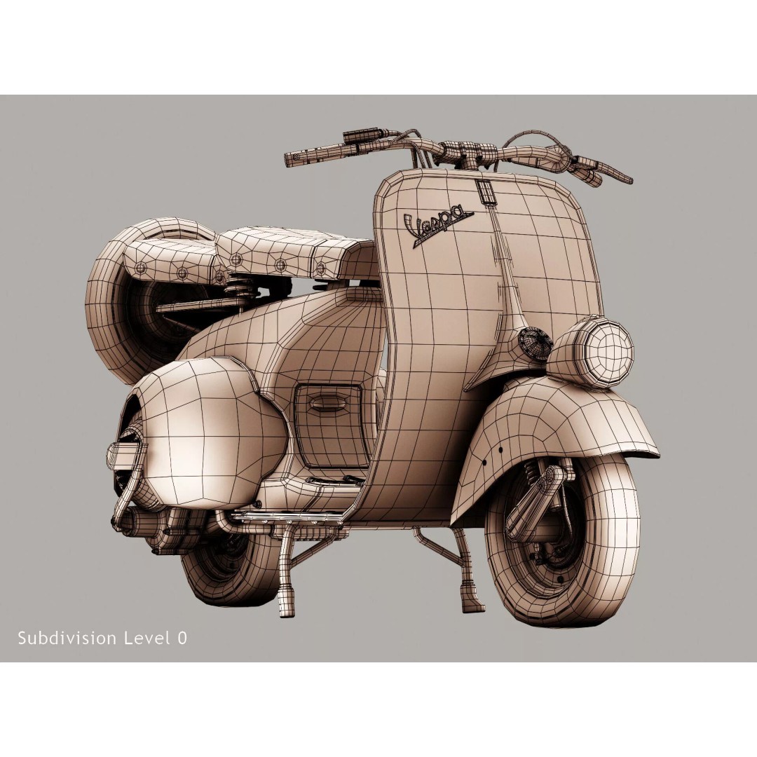 1946 Vespa Faro Basso 3D Model – Rust Style, High Poly, PBR Textures - View 18