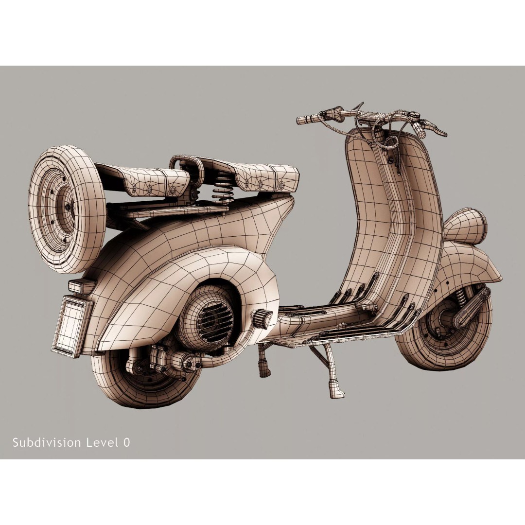 1946 Vespa Faro Basso 3D Model – Rust Style, High Poly, PBR Textures - View 19