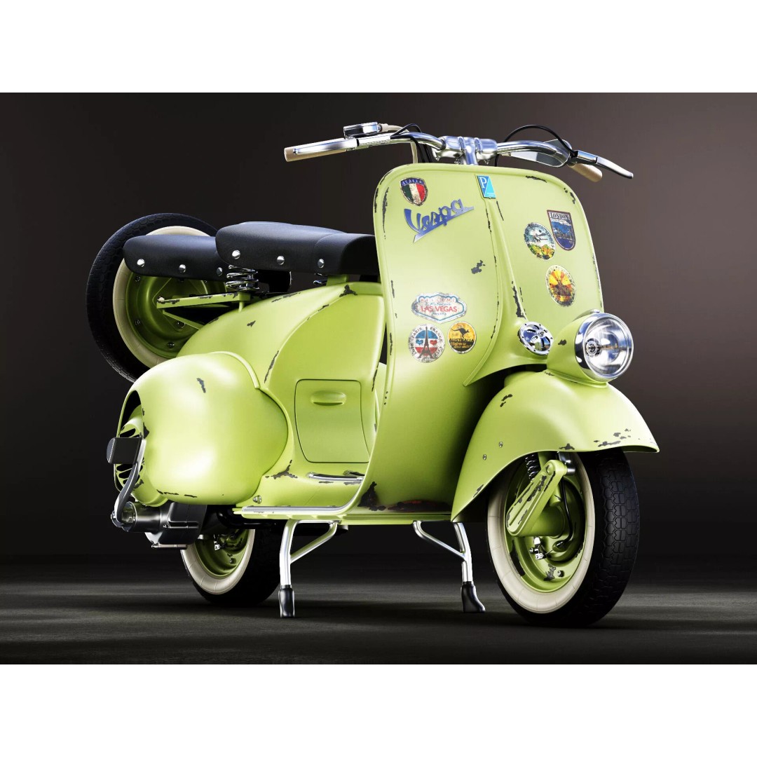 1946 Vespa Faro Basso 3D Model – Rust Style, High Poly, PBR Textures - View 2