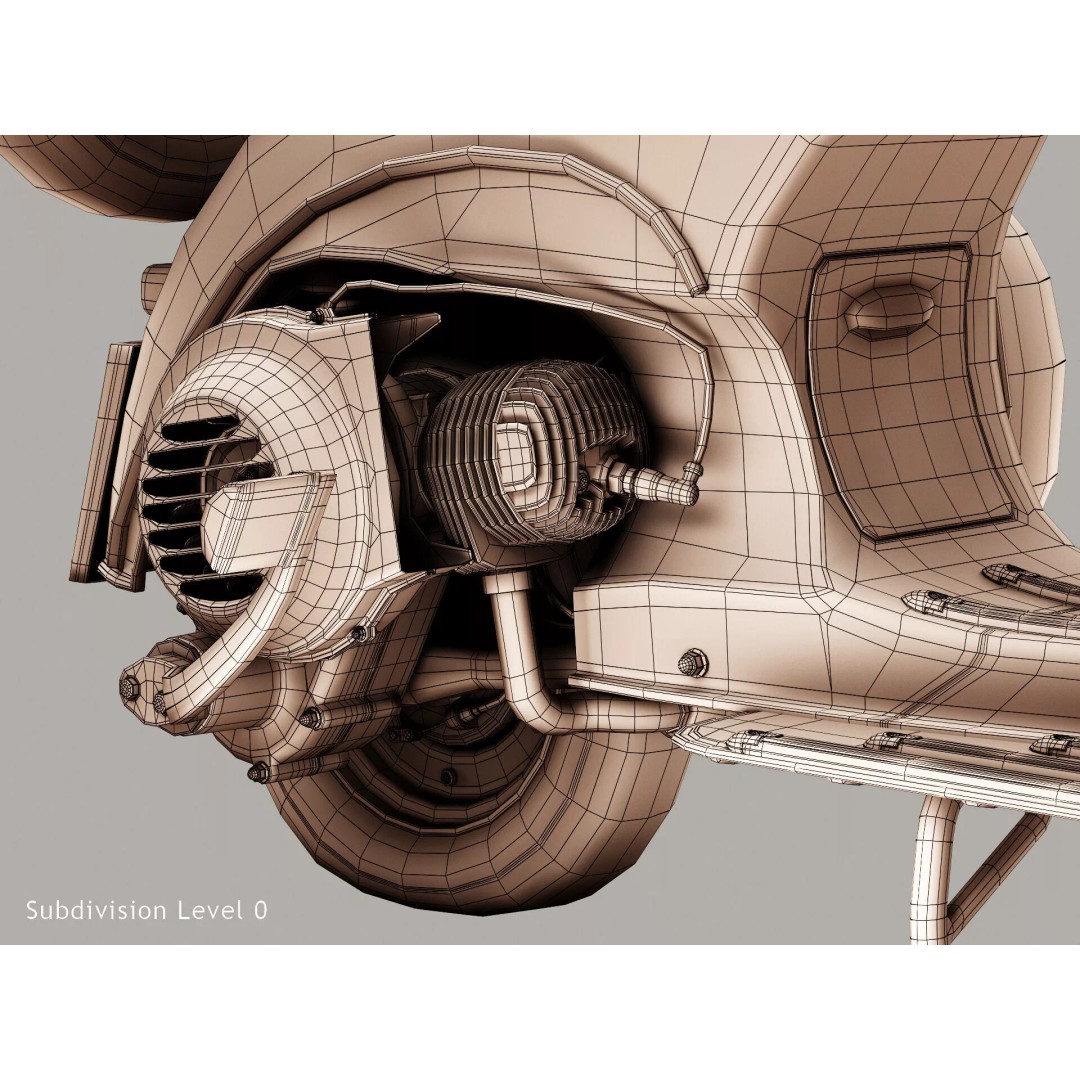 1946 Vespa Faro Basso 3D Model – Rust Style, High Poly, PBR Textures - View 21