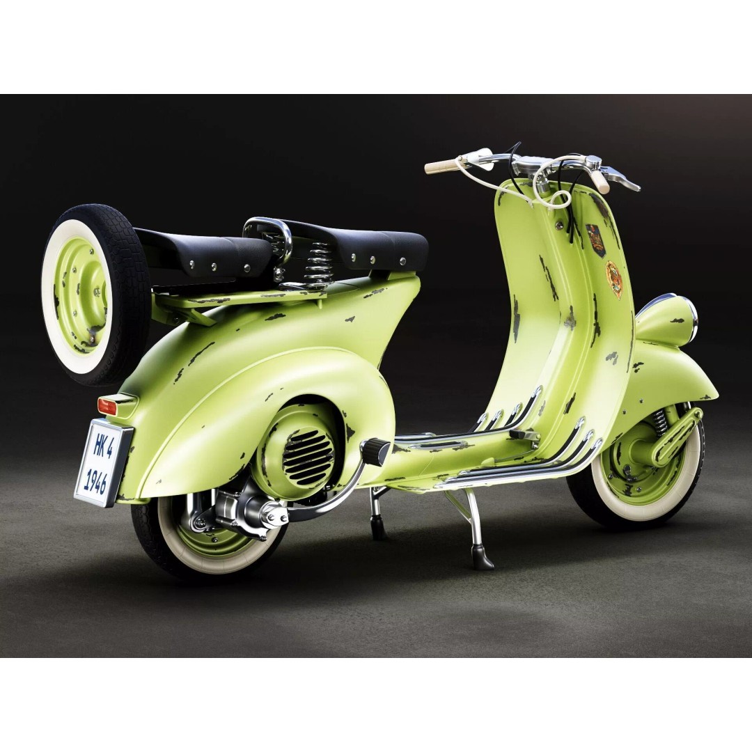 1946 Vespa Faro Basso 3D Model – Rust Style, High Poly, PBR Textures - View 4