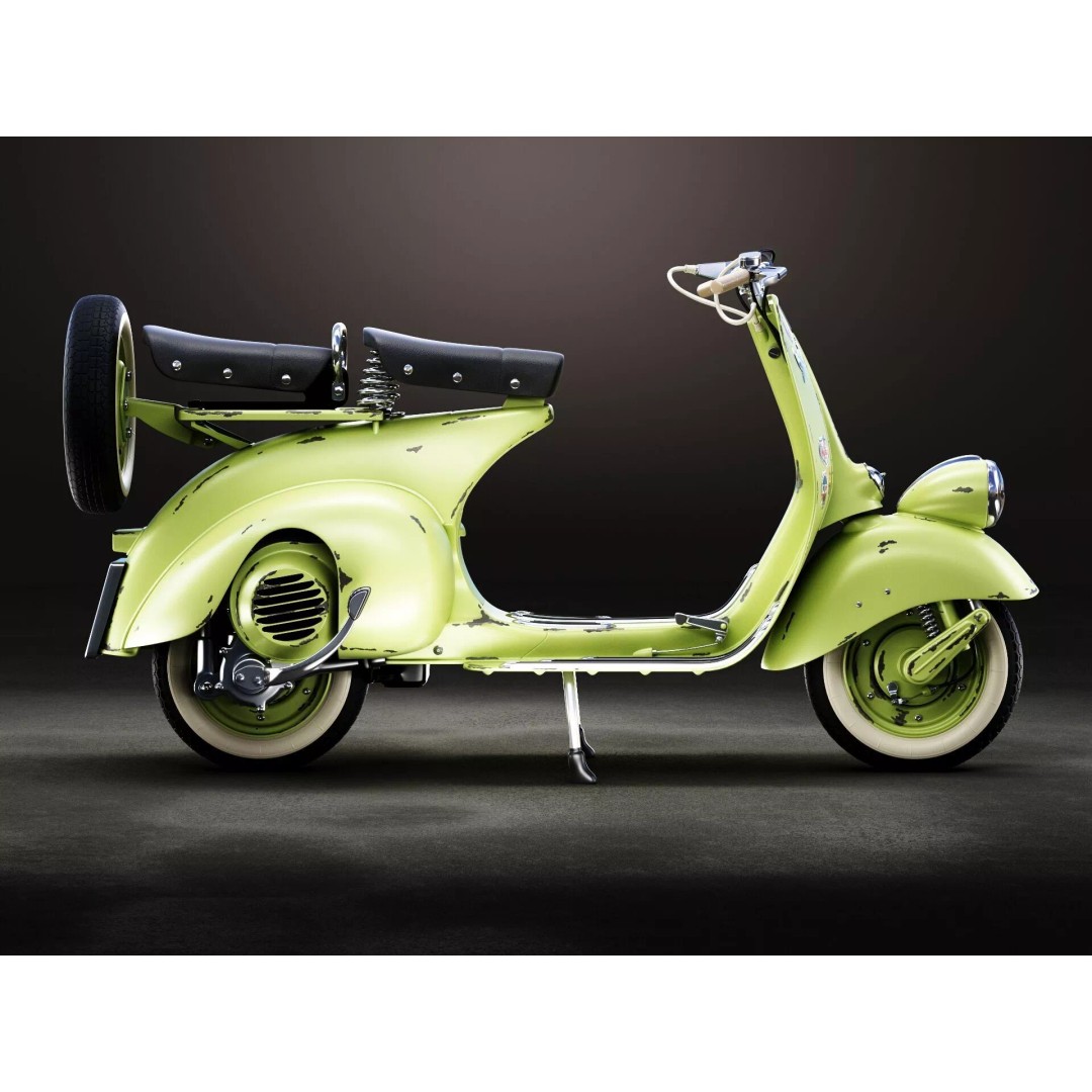 1946 Vespa Faro Basso 3D Model – Rust Style, High Poly, PBR Textures - View 5