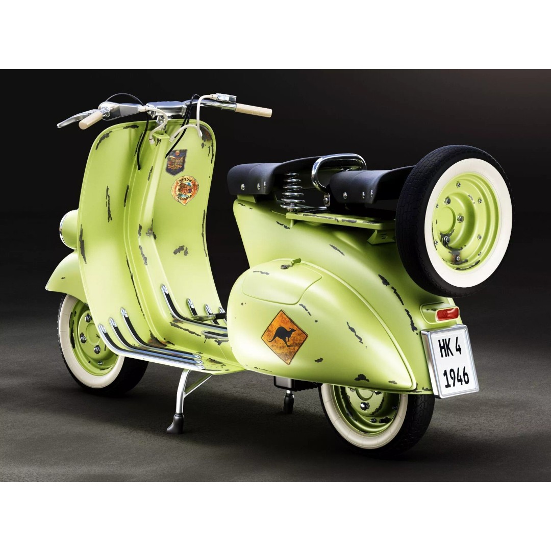 1946 Vespa Faro Basso 3D Model – Rust Style, High Poly, PBR Textures - View 6