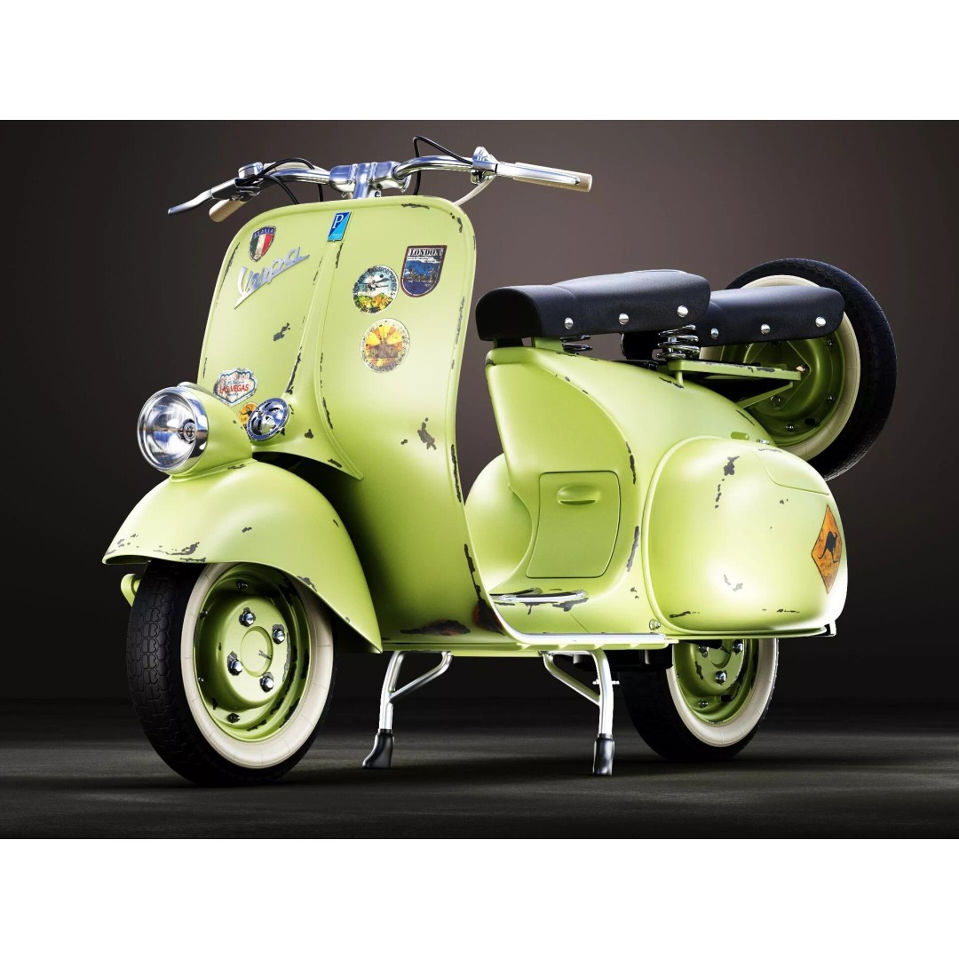 1946 Vespa Faro Basso 3D Model – Rust Style, High Poly, PBR Textures - View 7