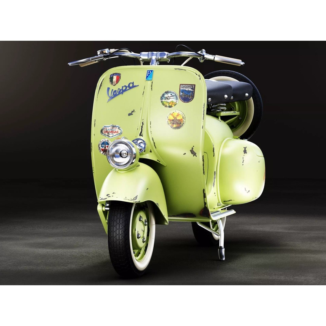 1946 Vespa Faro Basso 3D Model – Rust Style, High Poly, PBR Textures - View 9