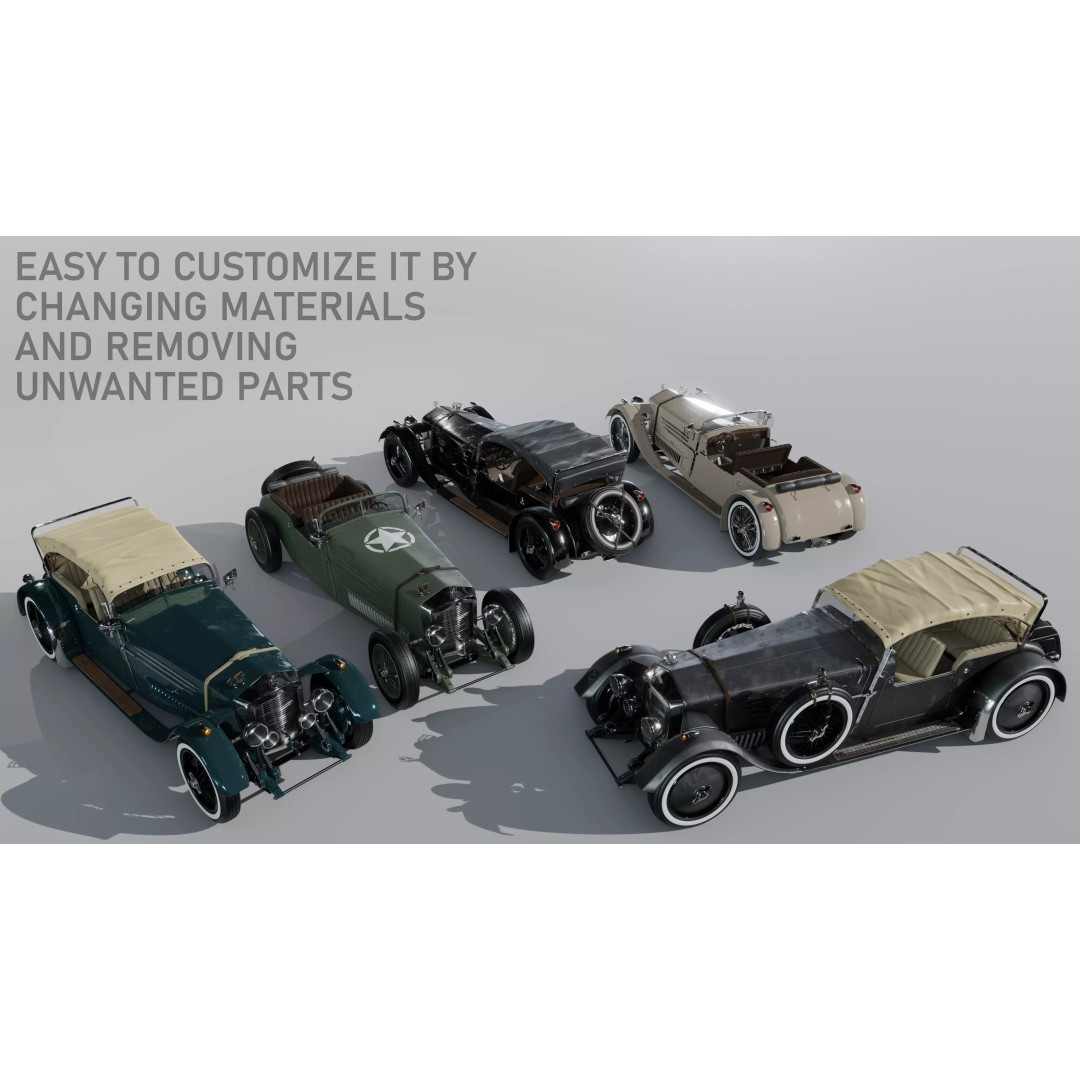 La Costa Antique Car 3D Model – Low Poly Game Asset, FBX, Blender - View 2
