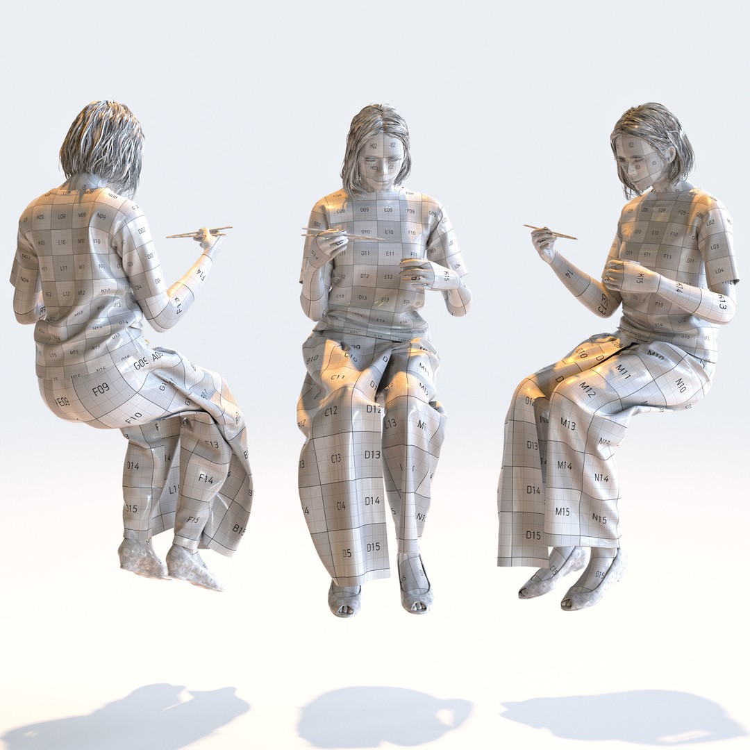 Posed Asian Casual Woman 3D Model – Realistic Character Pack, FBX - View 11