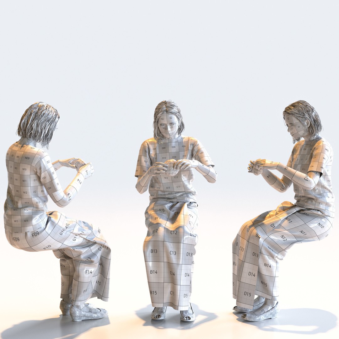 Posed Asian Casual Woman 3D Model – Realistic Character Pack, FBX - View 15