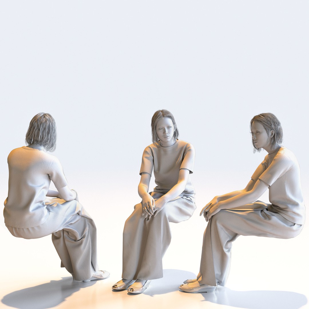 Posed Asian Casual Woman 3D Model – Realistic Character Pack, FBX - View 18